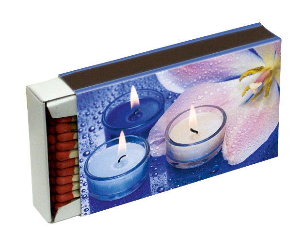 Long matchboxes CAMINO 10cm Candles Box size 111x65x20mm, cont. approx. 50 sticks
