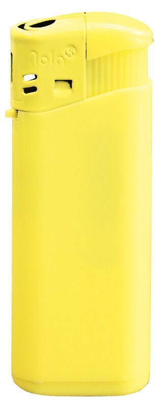 Briquet électronique Nola 4 midi en jaune éclatant – Rechargeable, jaune brillant, avec capuchon et poussoir jaunes