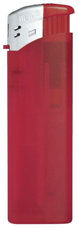 Refillable Nola 9 Electronic Lighter in frosty matte red, with a silver cap and red button