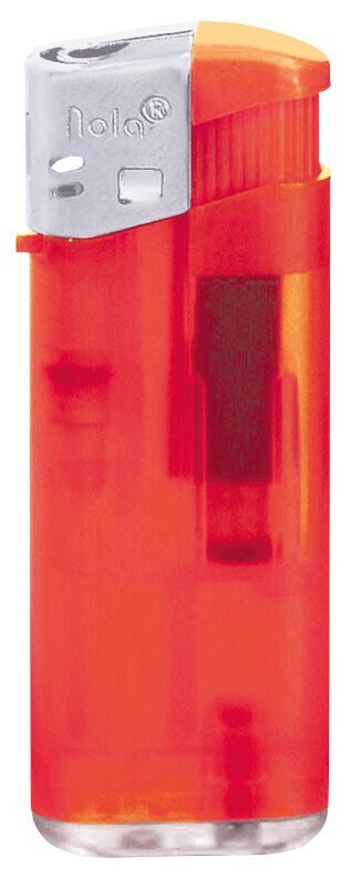 Nola 4 midi Elektronik Feuerzeug rot nachfüllbar Frosty matt rot, Kappe silber, Drücker rot