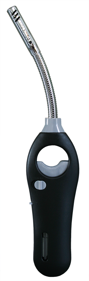 Nola 37 PIEZO Lighter, refillable, color assorted HC, Blister, Pusher gray, Flextorch 9cm black