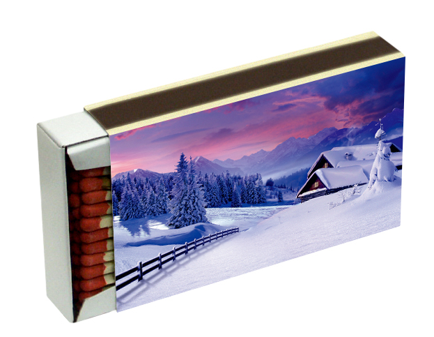 Lange Streichhölzer CAMINO 10cm Winter Schachtelmaß: 100x65x20mm; Inh. ca. 50 Hölzer
