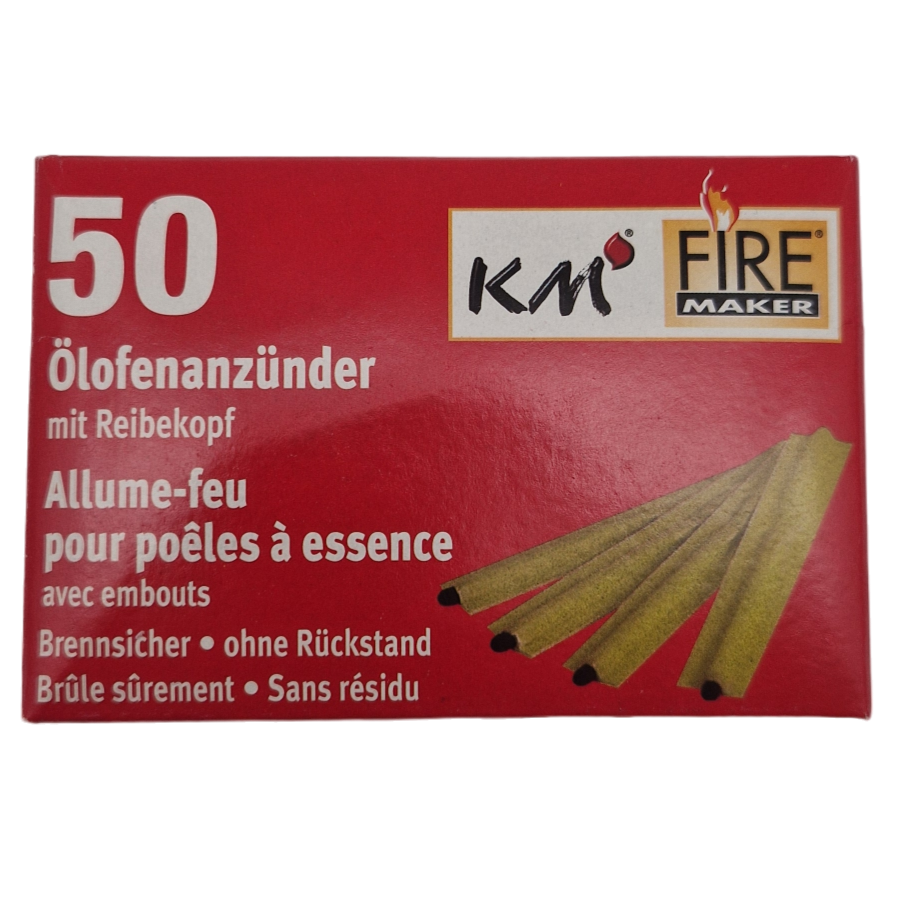 Rapid firelighter for oil stoves with match Pack of 50 pcs. wax paper with match