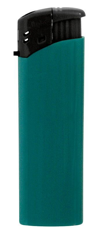 Refillable, shiny green Nola 9 electronic lighter with black cap and button