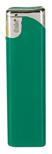 Briquet électronique Nola 2 vert, rechargeable en vert brillant, capuchon et bouton chromés avec du vert