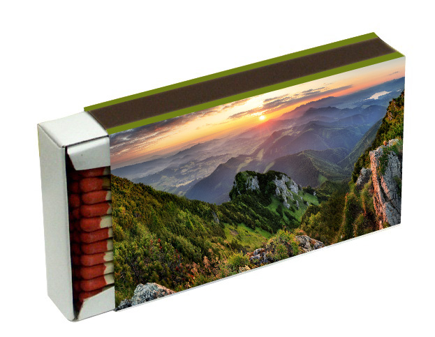 Allumettes Longues CAMINO 10cm Paysages - Dimensions de la boîte : 110x65x20mm, environ 50 allumettes