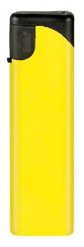 Nola 2 Elektronik Feuerzeug gelb nachfüllbar matt gelb, Kappe und Drücker schwarz