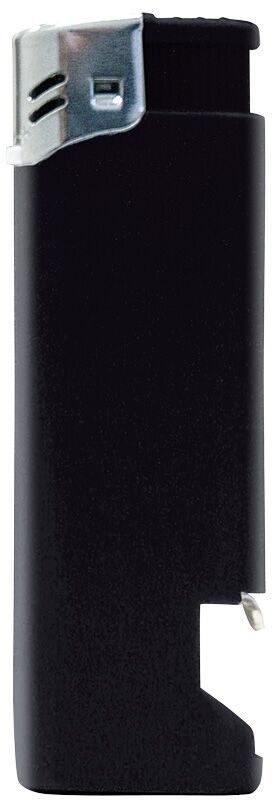 Nola 16 Elektronik Feuerzeug schwarz nachfüllbar glänzend schwarz, Kappe chrom, Drücker schwarz