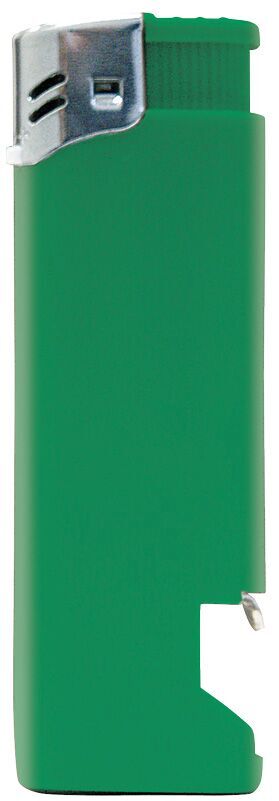 Nola 16 Elektronik Feuerzeug grün nachfüllbar glänzend grün, Kappe chrom, Drücker grün