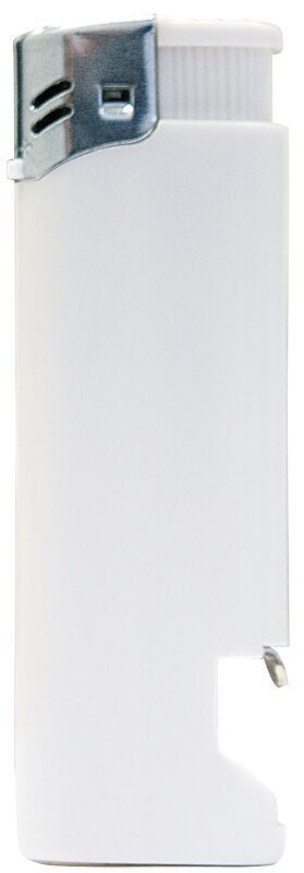 Nola 16 Briquet électronique blanc, rechargeable, blanc brillant, calotte chromée, bouton blanc