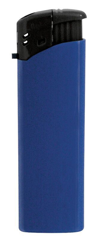 Briquet électronique Nola 9 bleu, rechargeable, bleu brillant, capuchon et bouton noirs